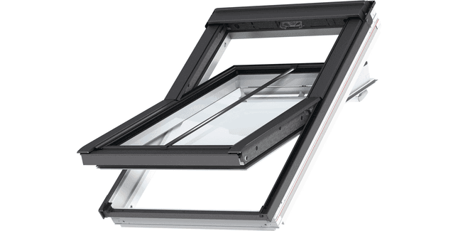 VELUX GGL UK04 S15P01 Manual Conservation Centre Pivot Roof Window with Glazing Bar - White/Black - Plain Tile - 134cm - 98cm