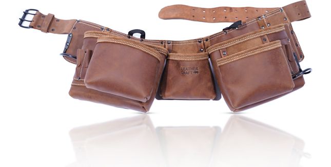 Leathercraft Brown Oil Tan Double Combi Tool Pouch With Belt