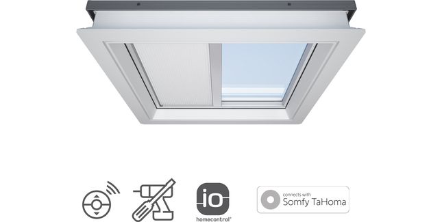 Solar Powered White Electric Blind for RoofLITE+ Flat Roof Windows