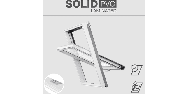 Plastic Double-Glazed RoofLITE+ SOLID PVC Laminated Roof Window