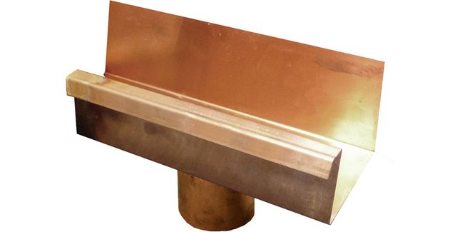 Coppa Gutta Copper Large Box Running Outlet - 80 ø Spigot - 300mm section with spigot fitted