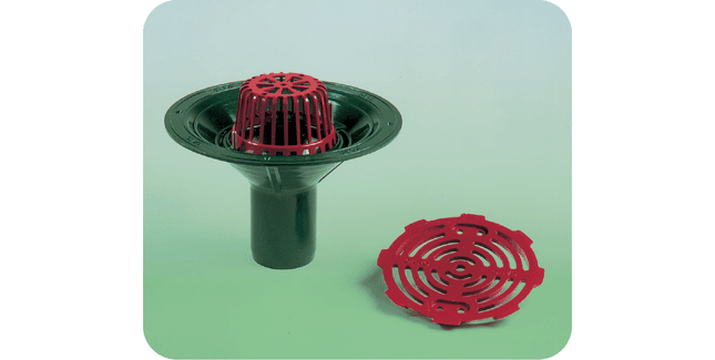 Caroflow Aluminium Flat Roof Outlets 50mm Vertical Spigot Dome Grate