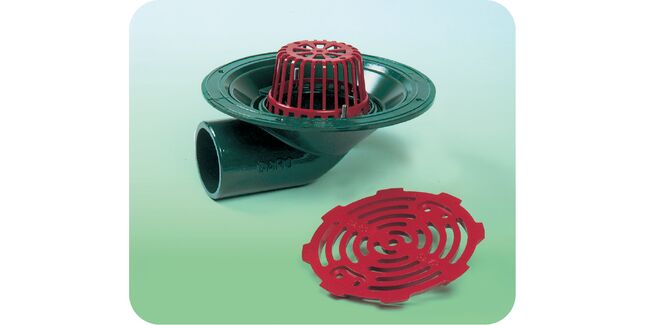 Caroflow 50mm 90 Degree Threaded Flat Roof Outlet (Dome Grate)