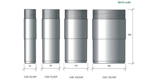 Caroflow Threaded Adaptor For 50mm Flat Roof Outlets - 300mm Long